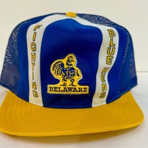 Vintage Delaware Fighting Blue Hens Lucky Stripes Snapback Trucker Hat NWT 80s